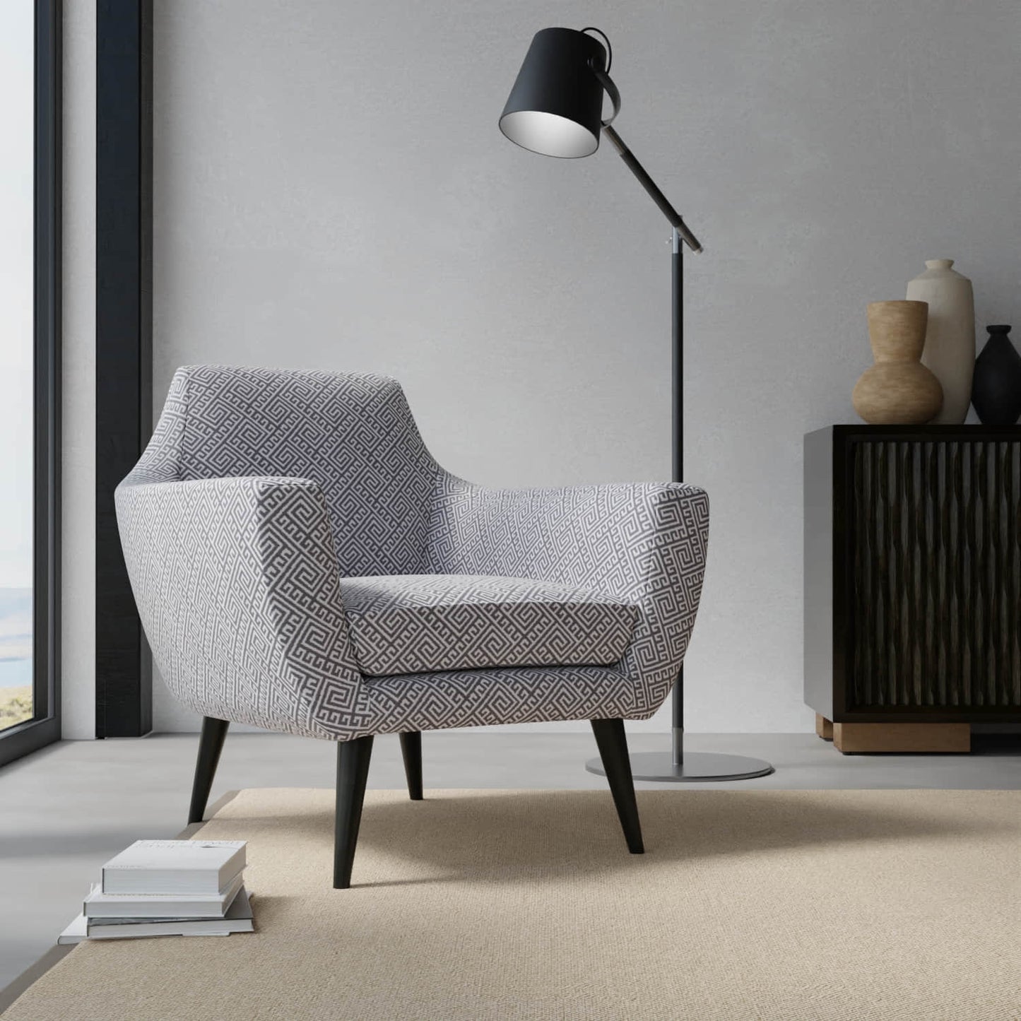 Alvin Charcoal upholstered on a contemporary chair