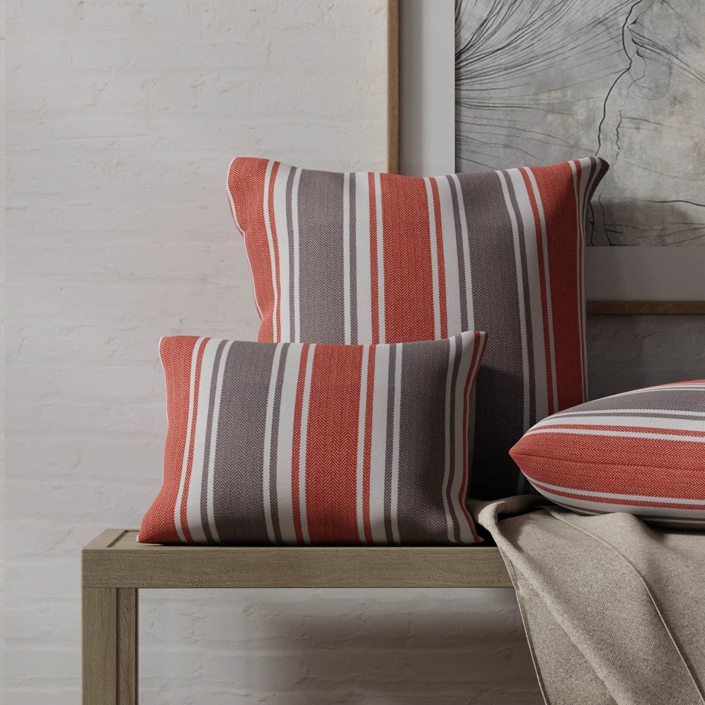 Amalfi Brick made up on pillows