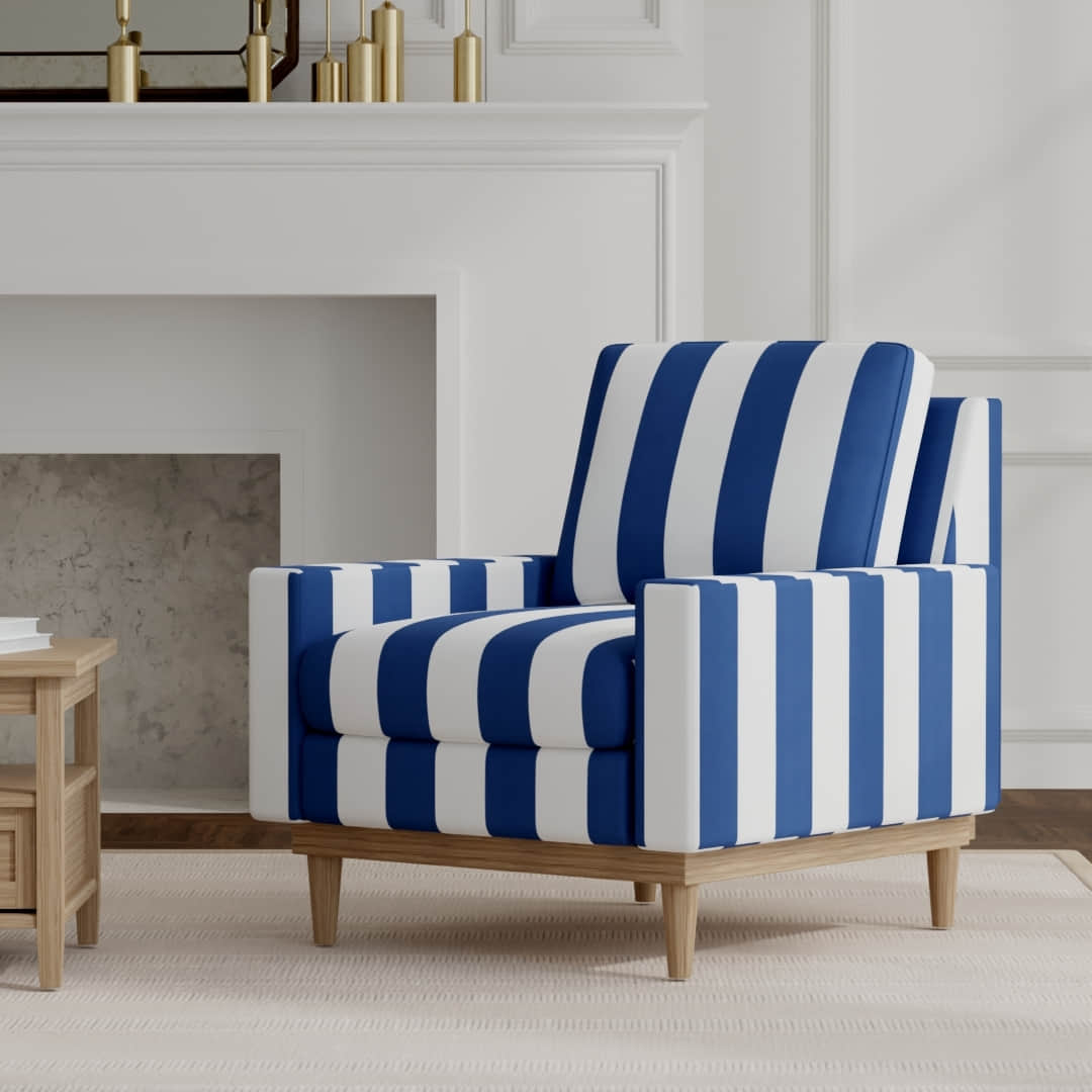 Aruba Nautical upholstered on a mid century modern chair