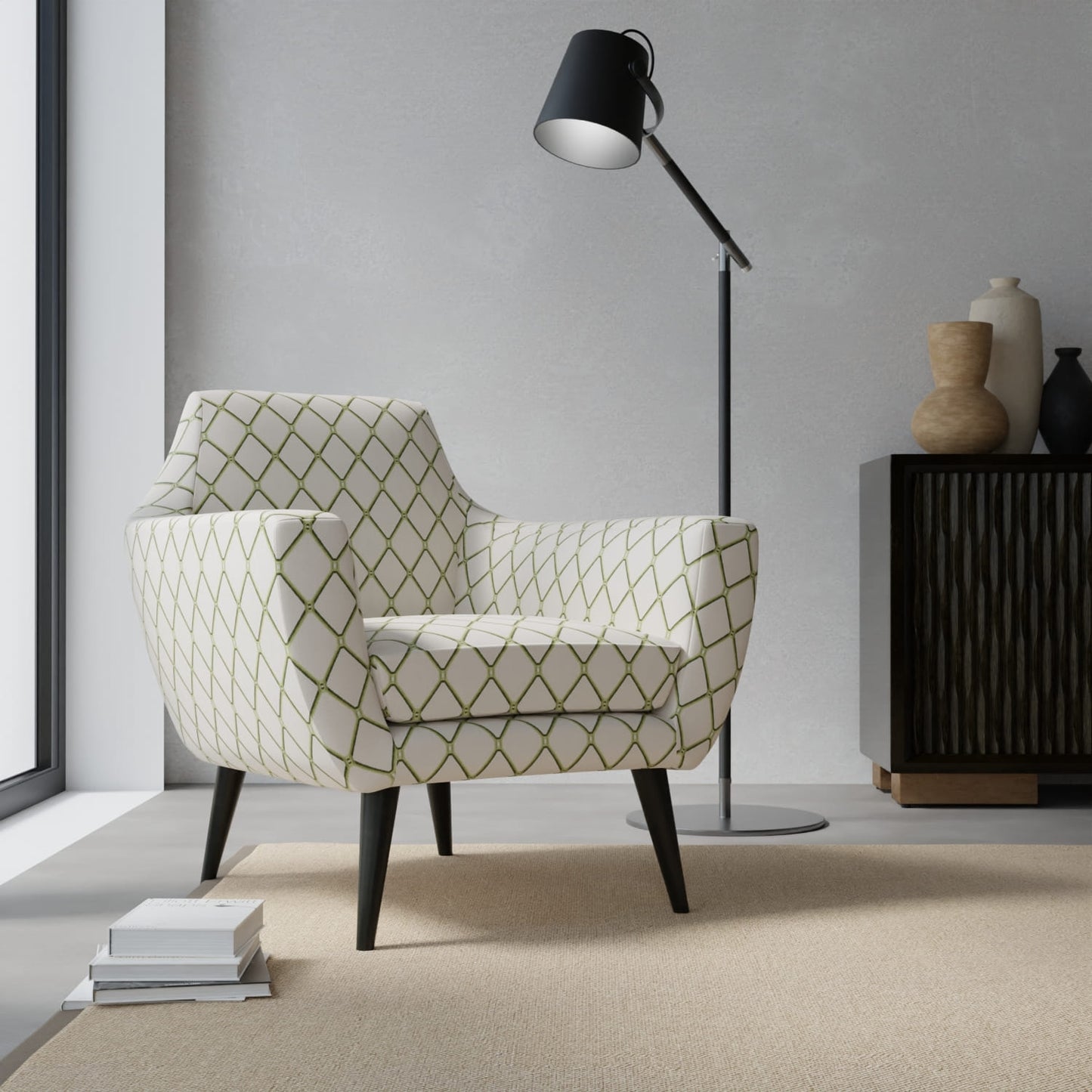 Bailey Palm upholstered on a contemporary chair