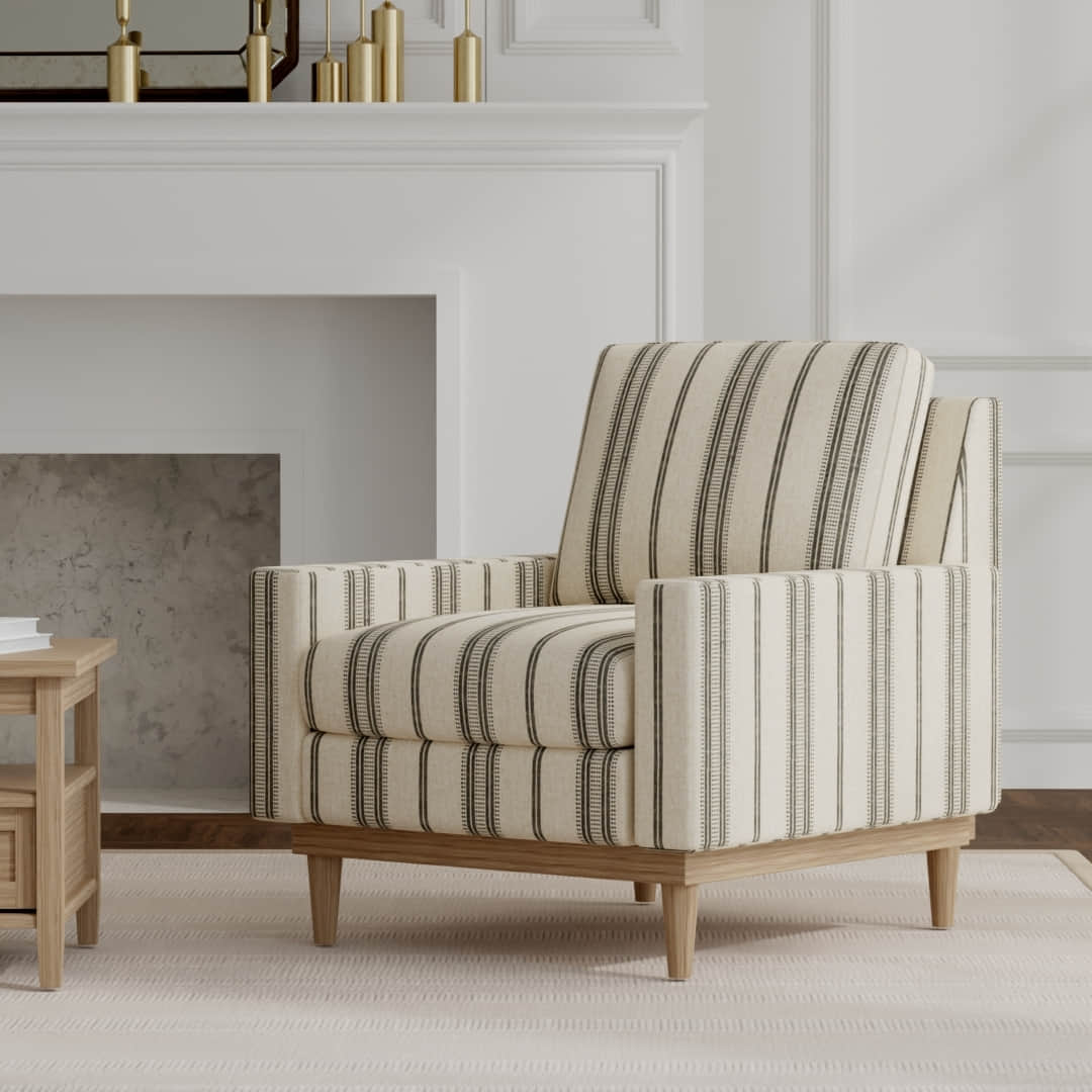 Beltran Carbon upholstered on a mid century modern chair