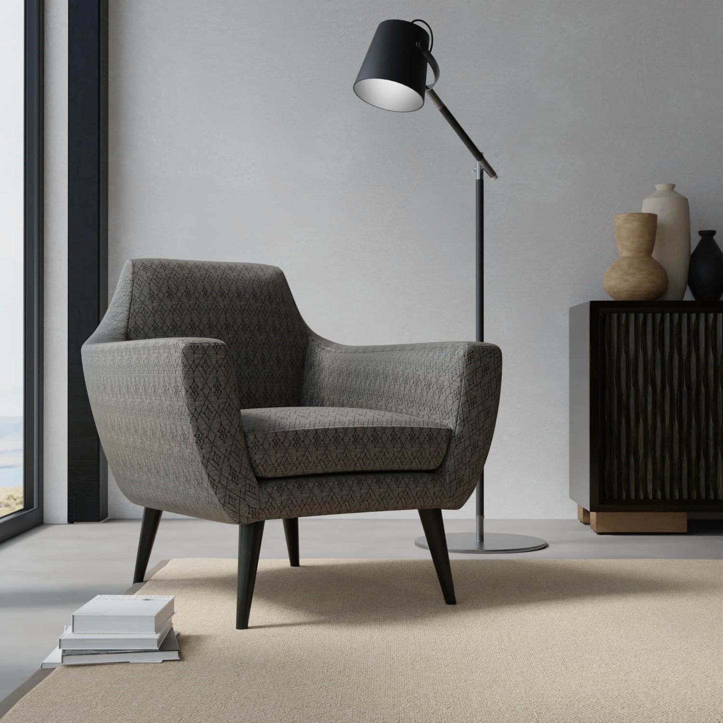 Benton Shadow upholstered on a contemporary chair