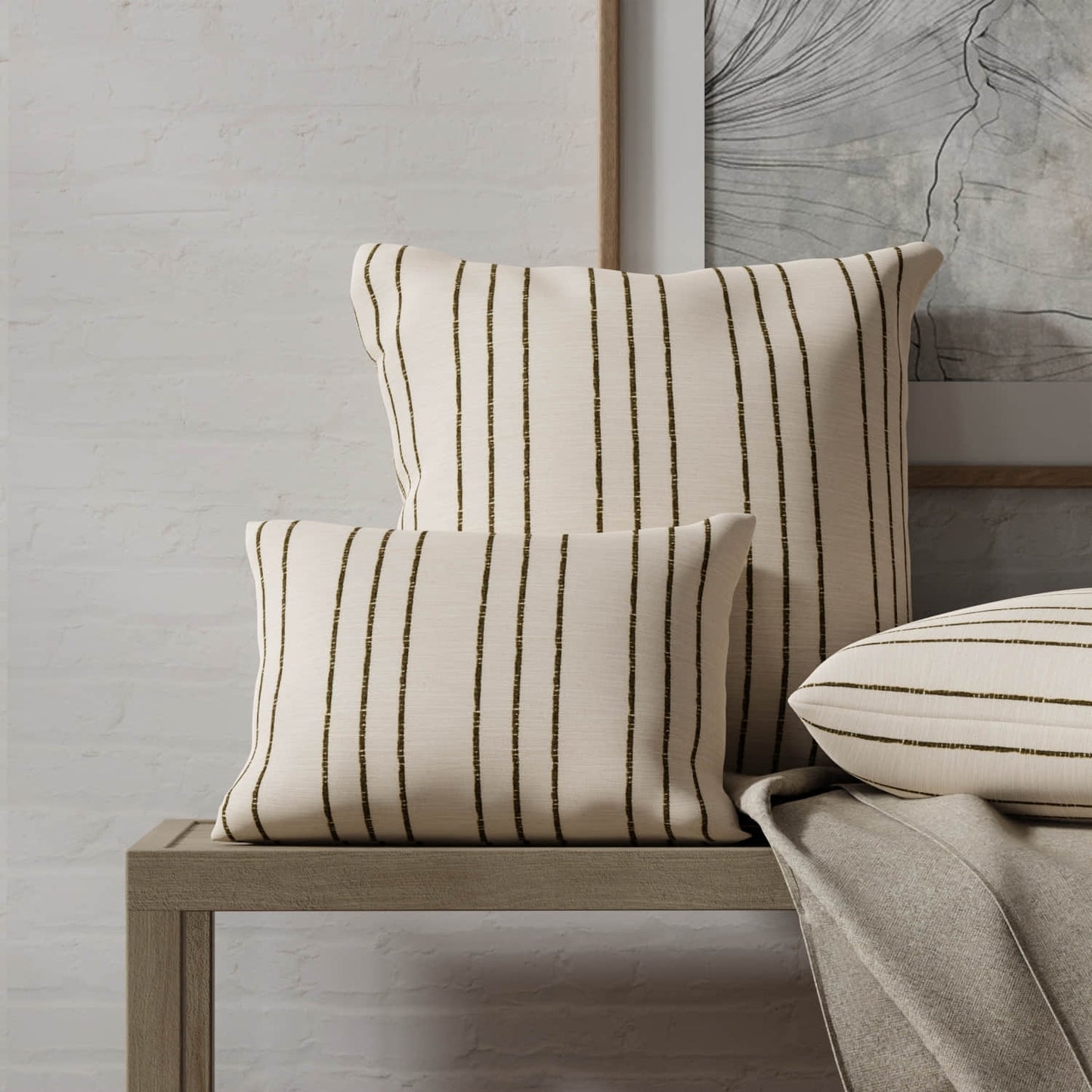 Bergen Cypress made up on pillows