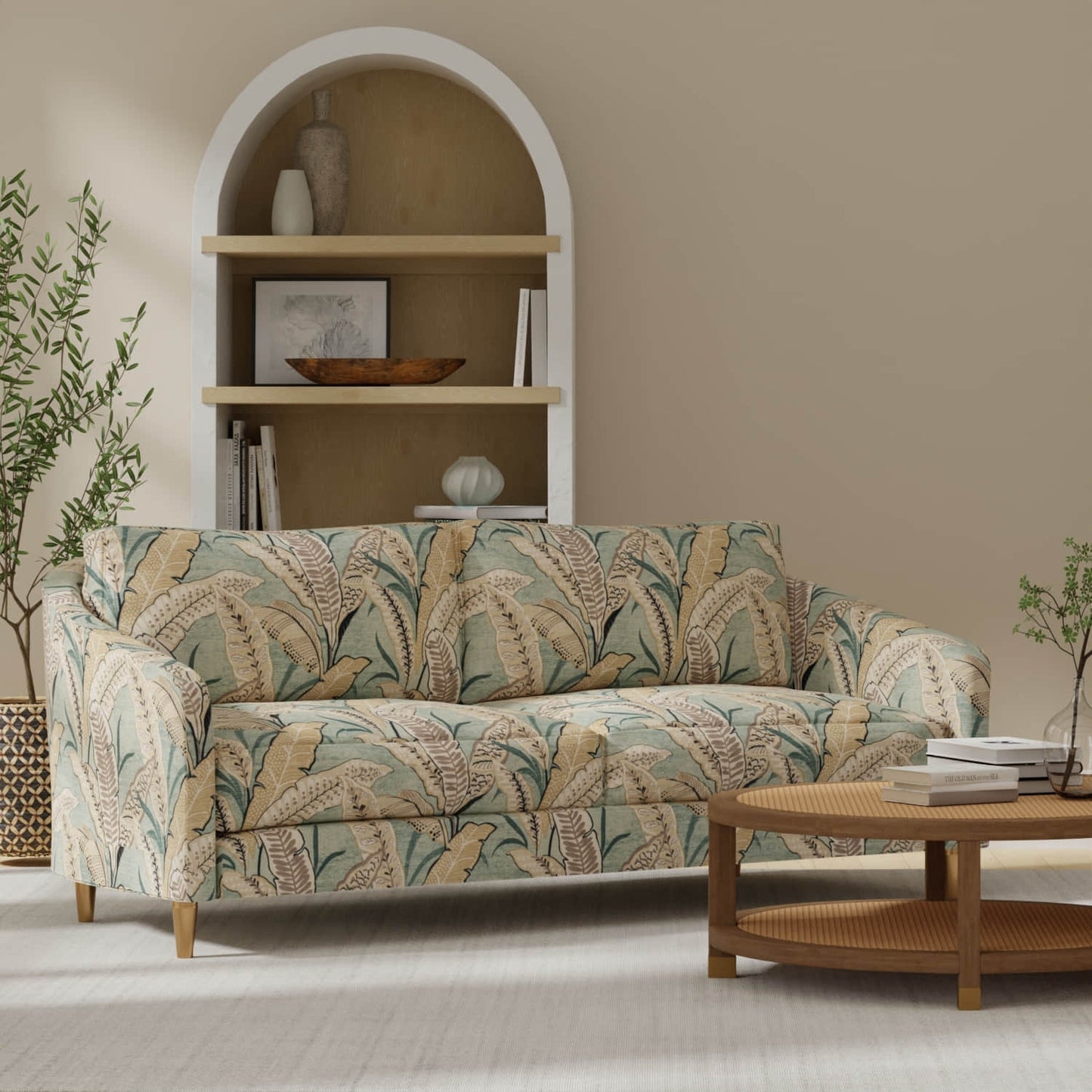 Berkley Aqua upholstered on a couch