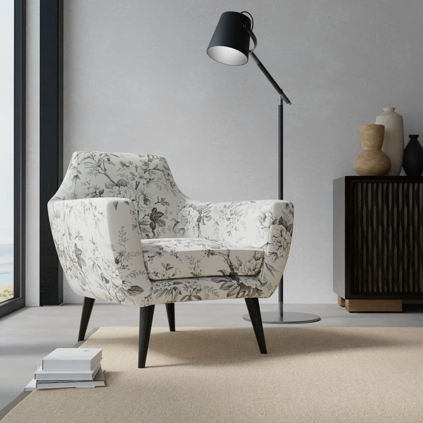 Bexley Smoke upholstered on a contemporary chair