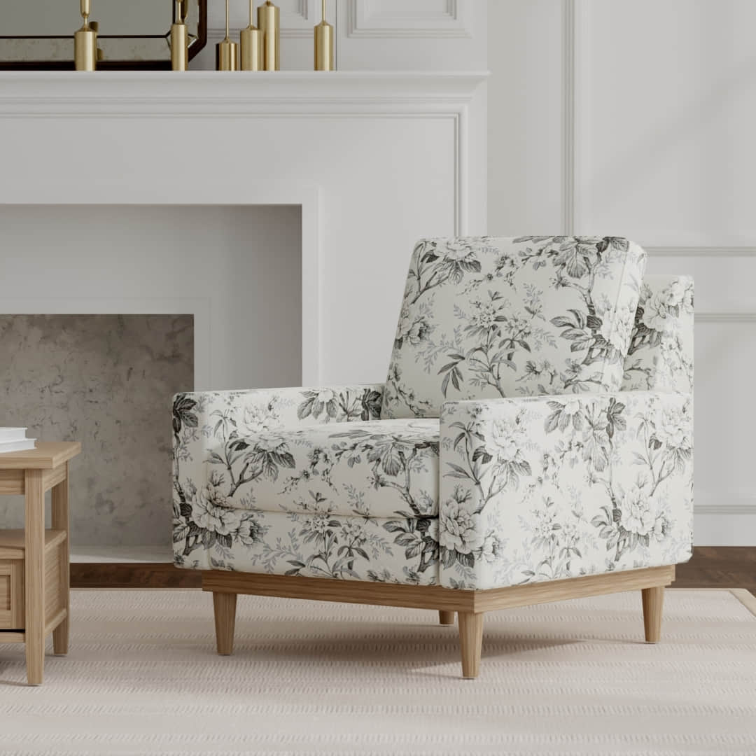 Bexley Smoke upholstered on a mid century modern chair