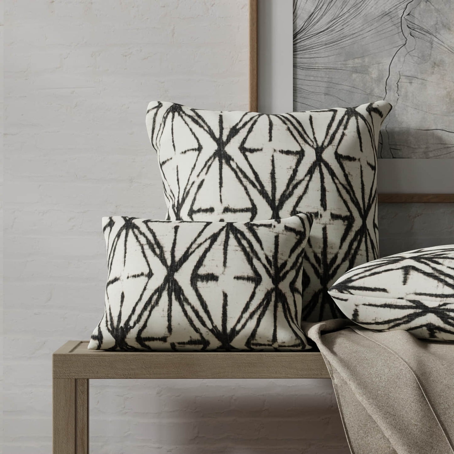 Blooming Inkwell made up on pillows