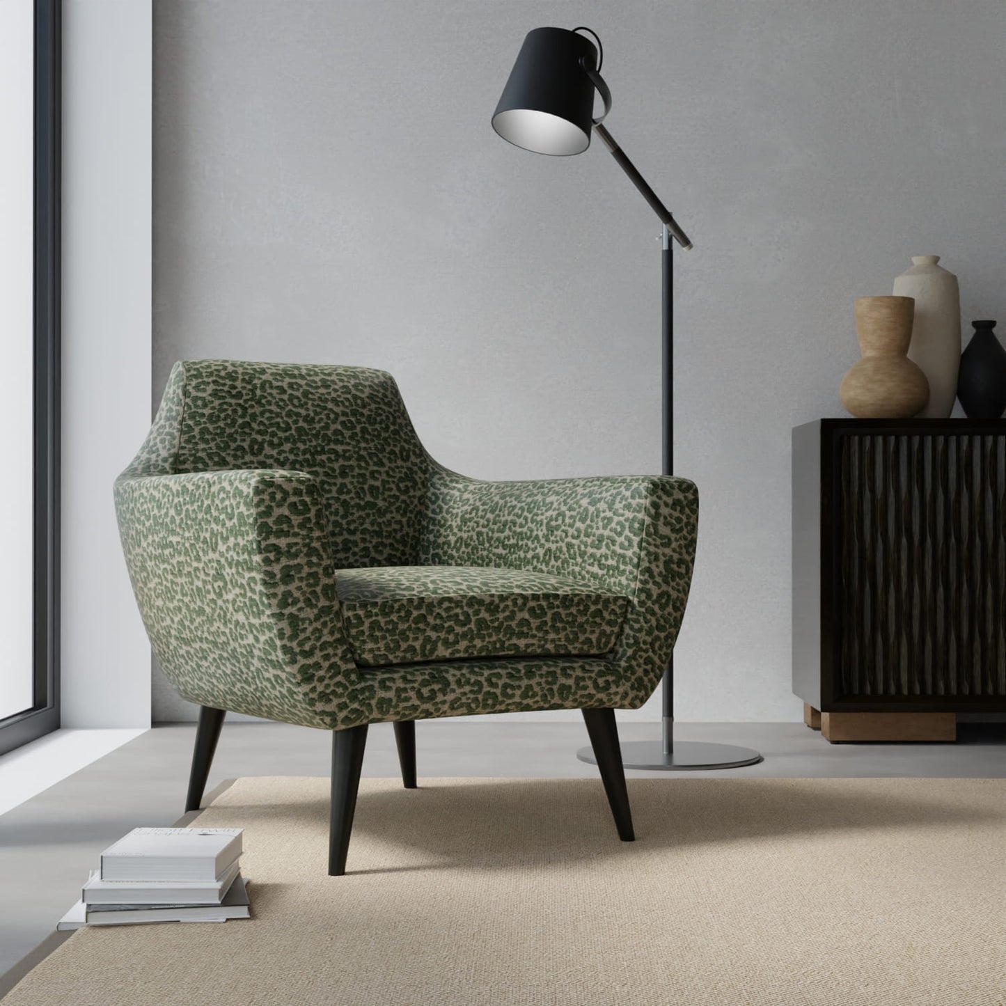 Bobbi Emerald upholstered on a contemporary chair
