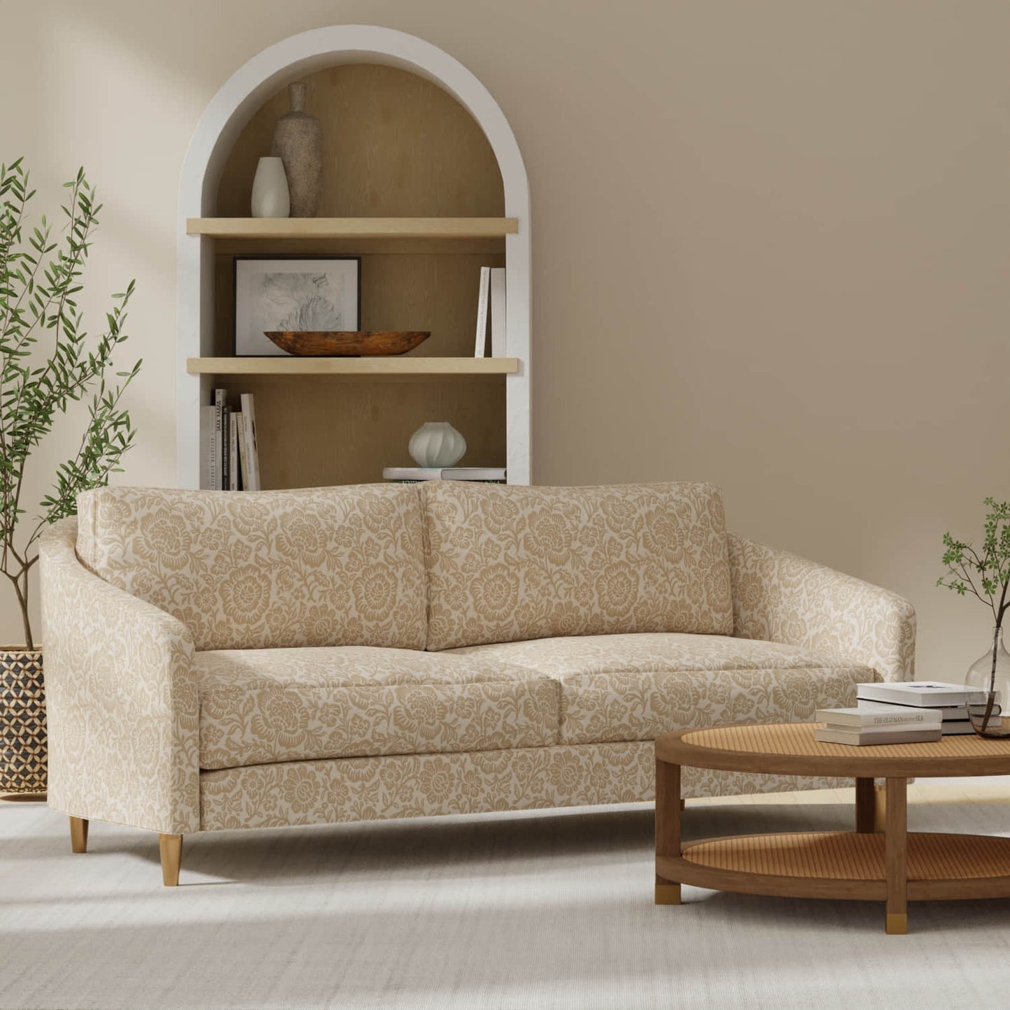 Brecken Cream upholstered on a couch