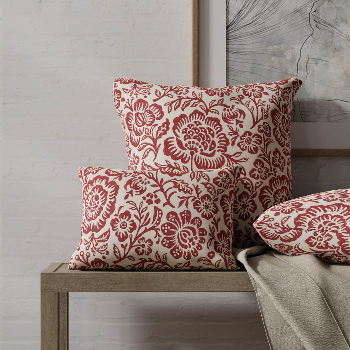 Brecken Garnet made up on pillows