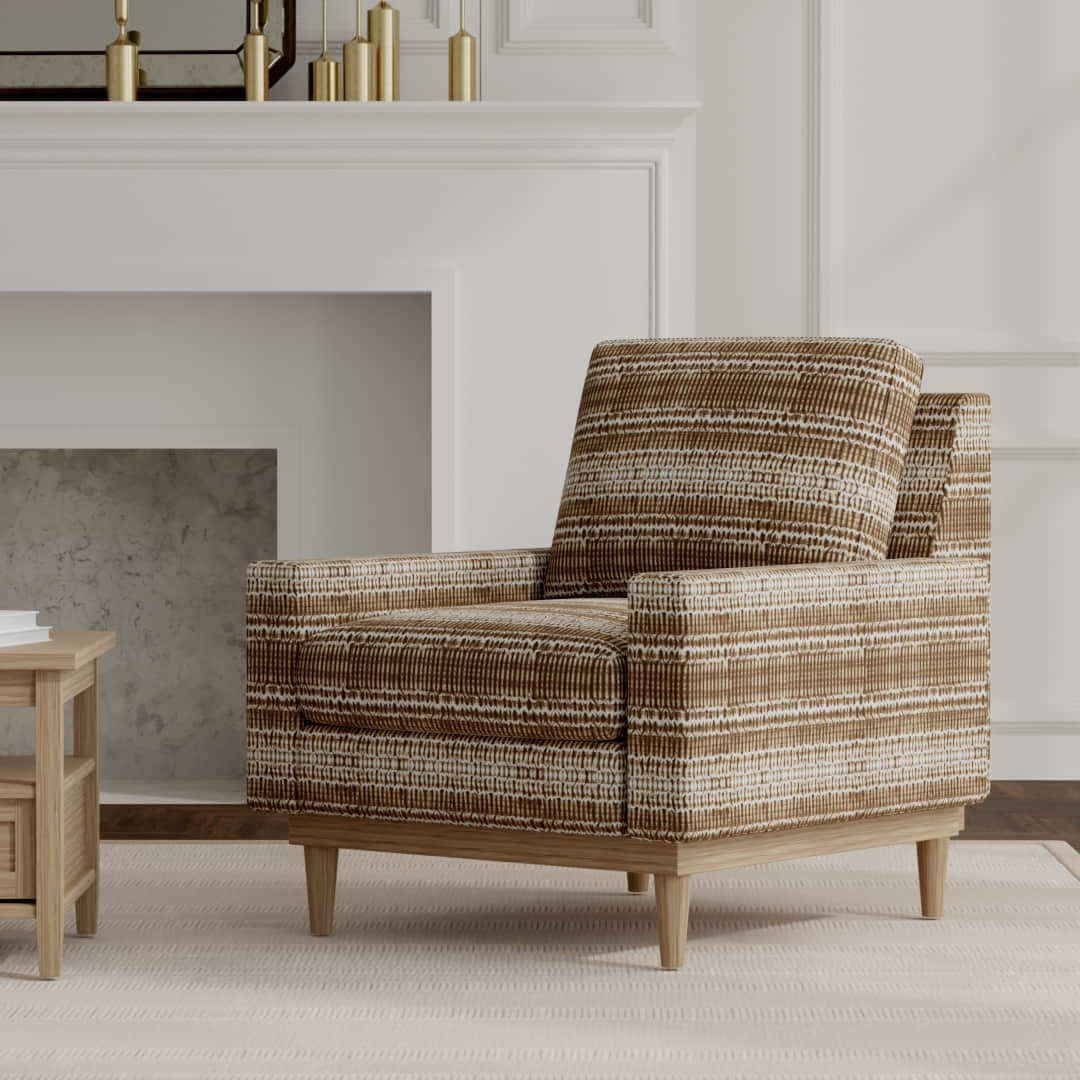 Bristol Chocolate upholstered on a mid century modern chair