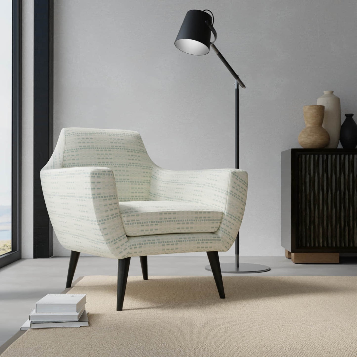 Brock Celadon upholstered on a contemporary chair