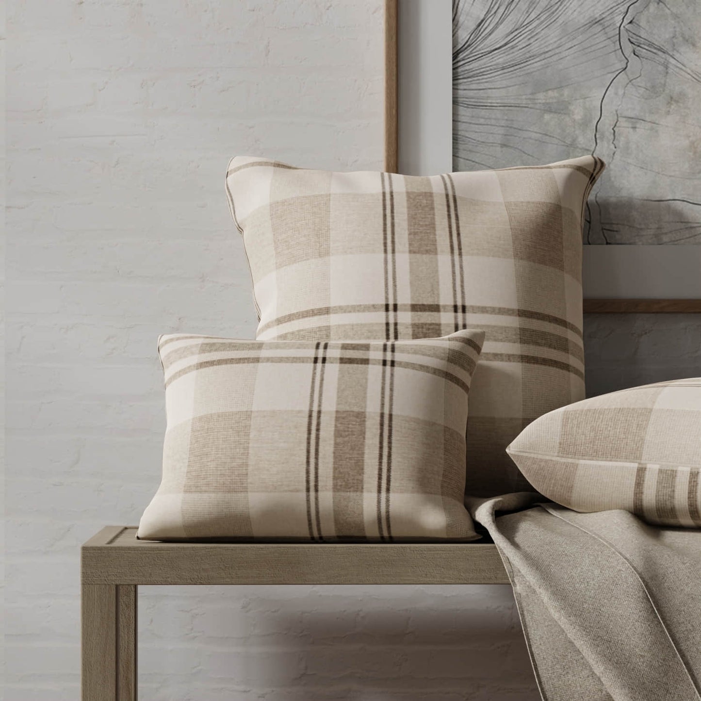 Brower Linen made up on pillows