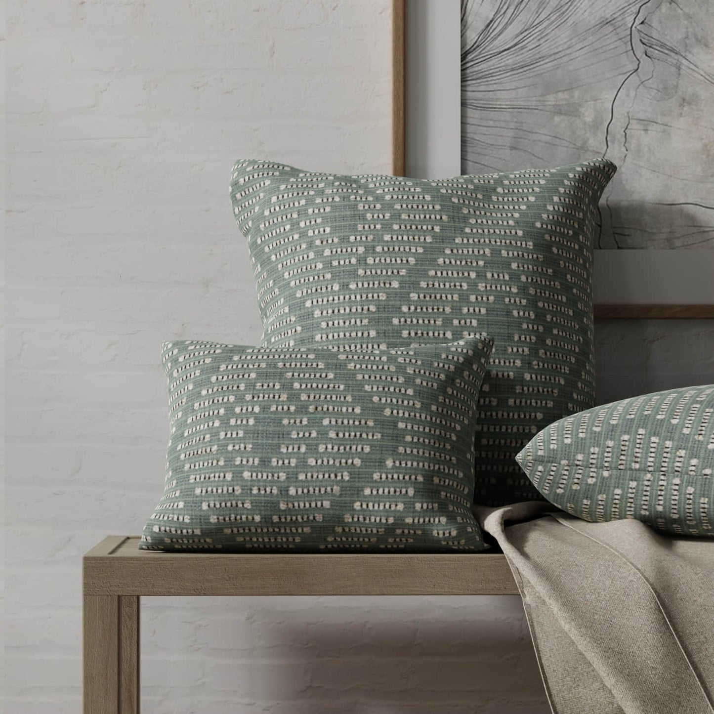 Buren Pool made up on pillows