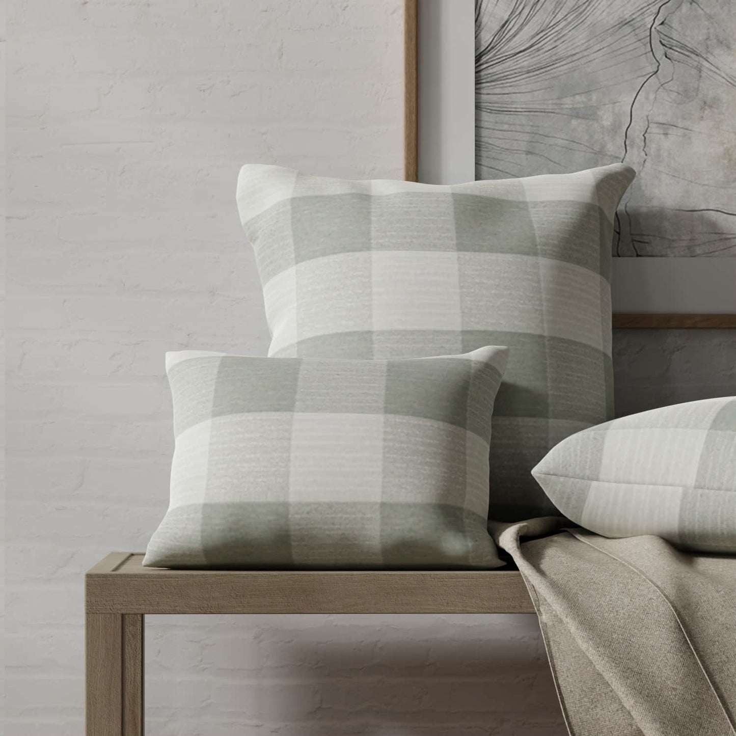 Burrow Sky made up on pillows