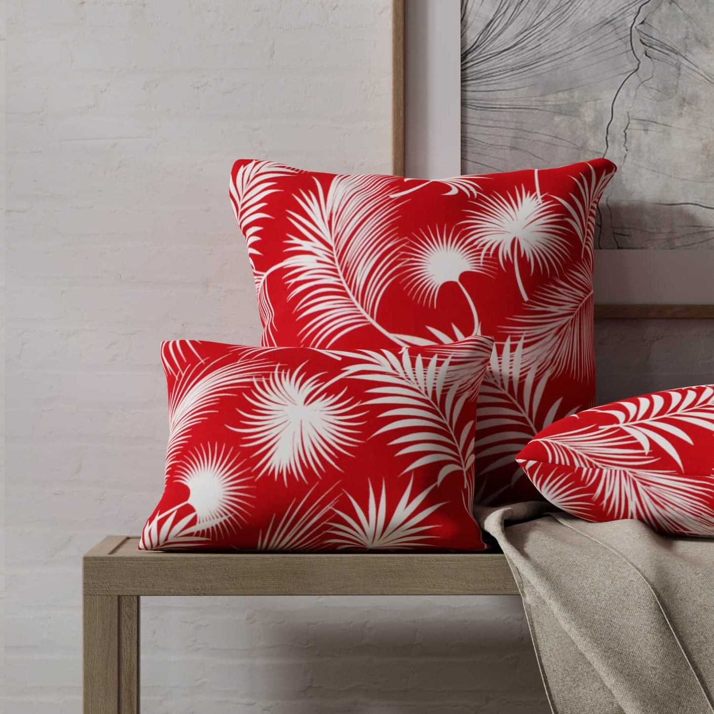 Cabos Crimson made up on pillows