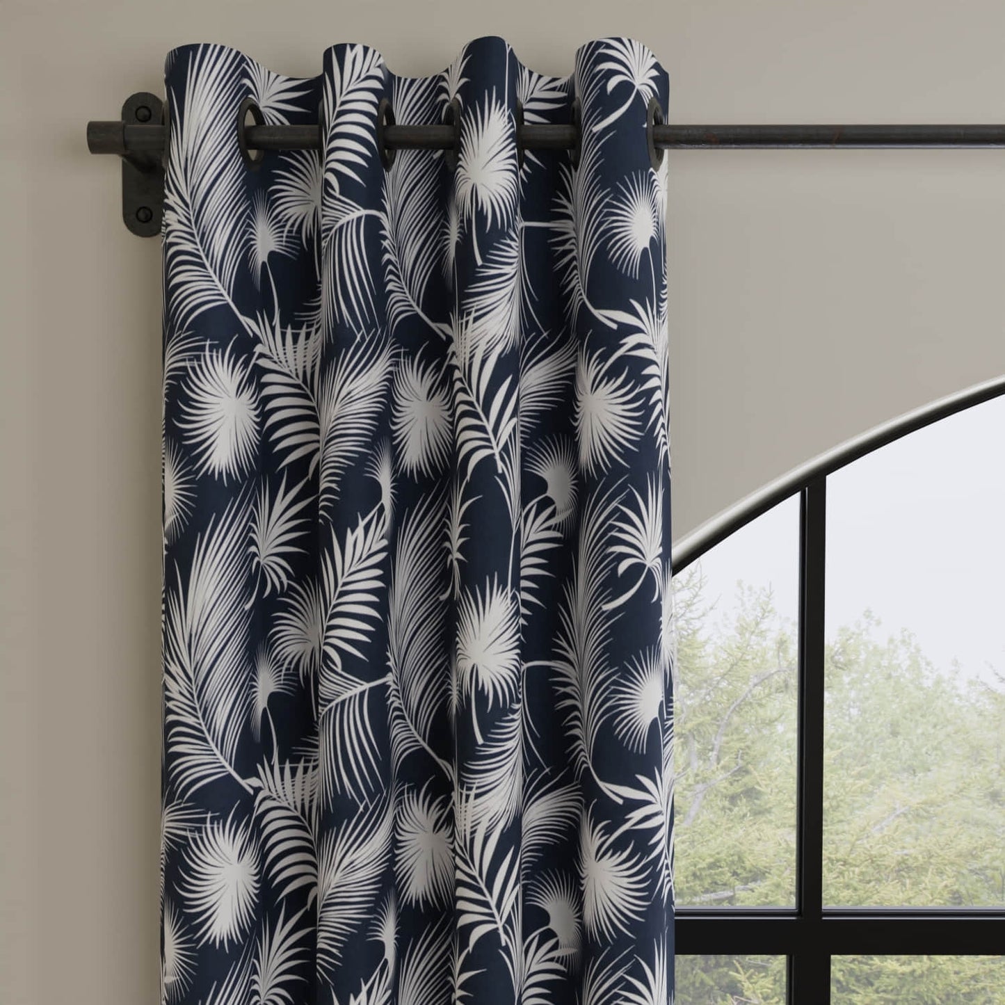 Cabos Navy made up on drapery