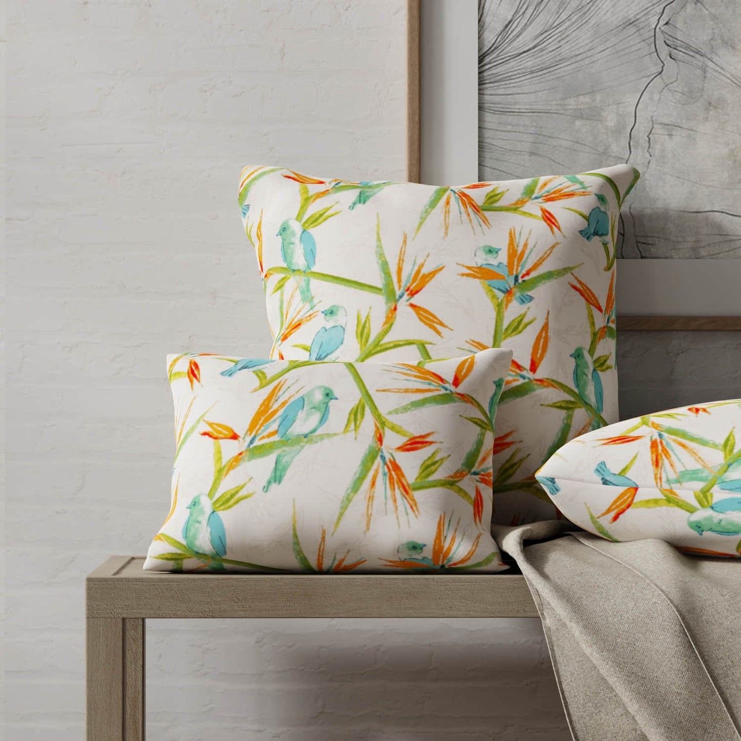 Cancun Tropical made up on pillows