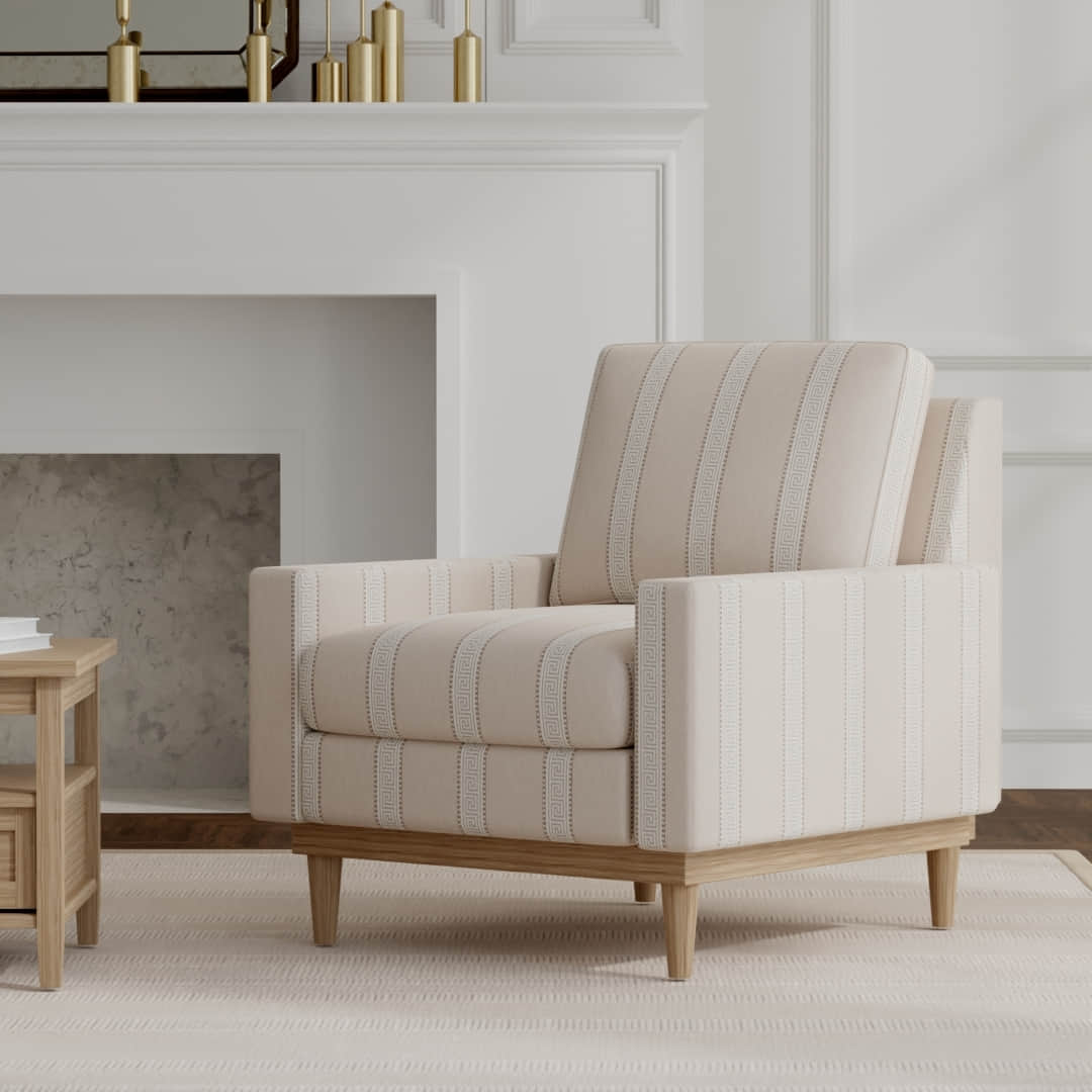 Canora Stone upholstered on a mid century modern chair