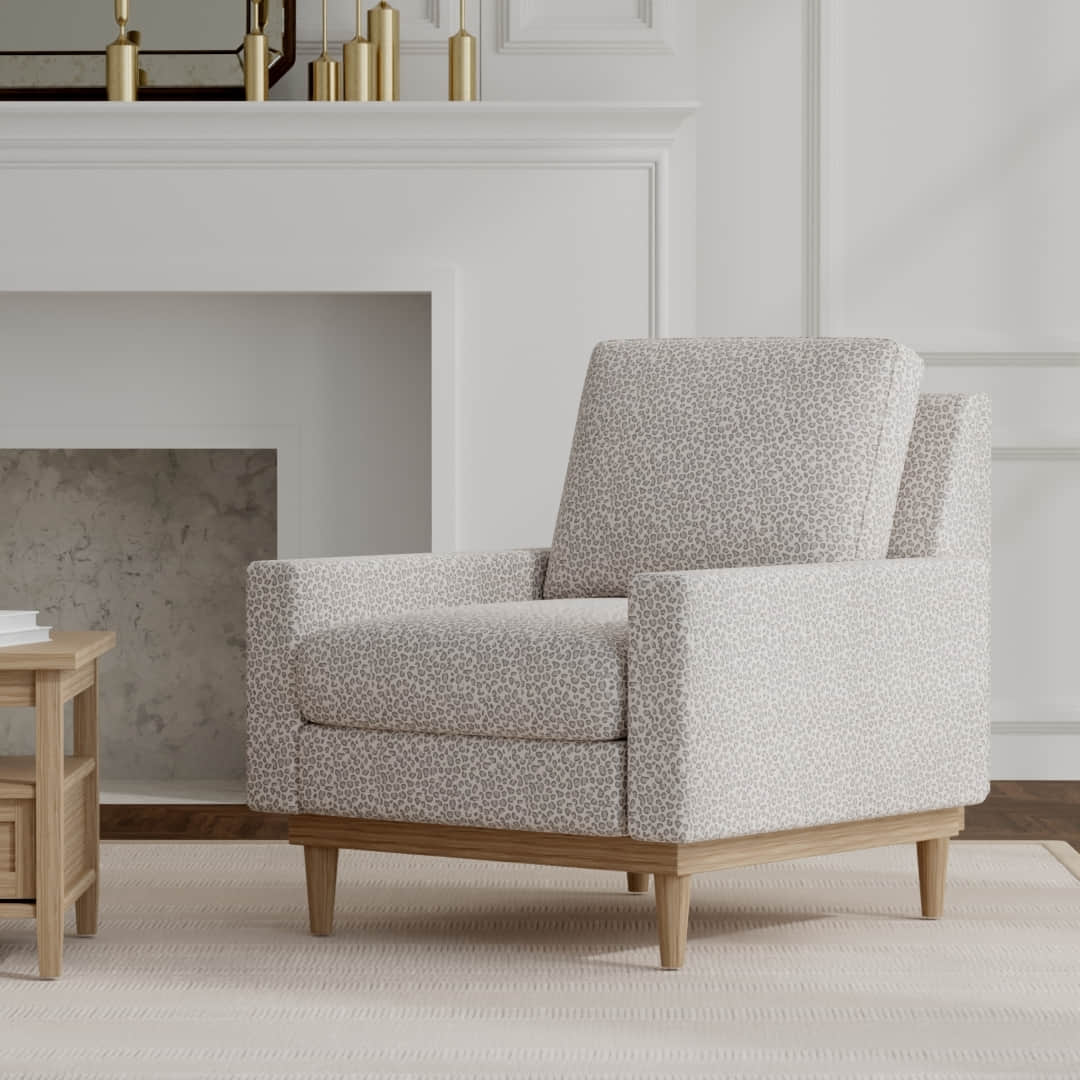 Carmela Slate upholstered on a mid century modern chair