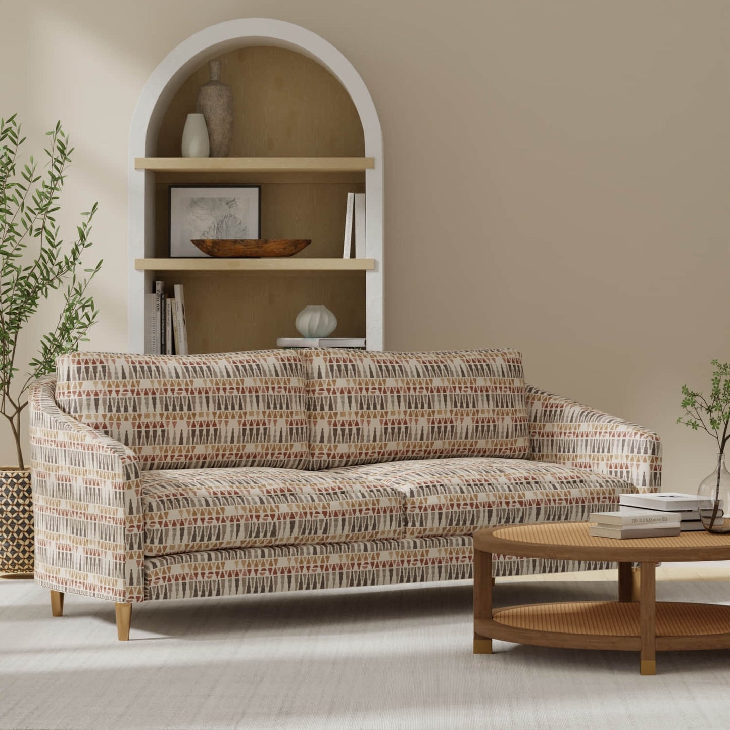 Carroll Greystone upholstered on a couch