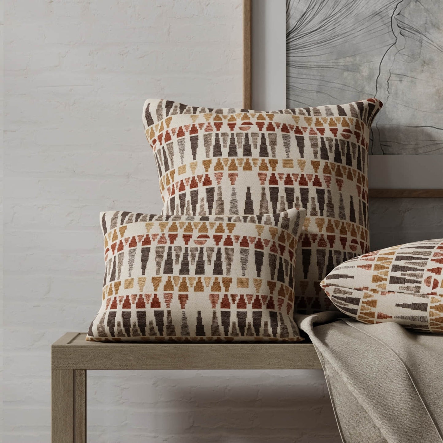 Carroll Greystone made up on pillows