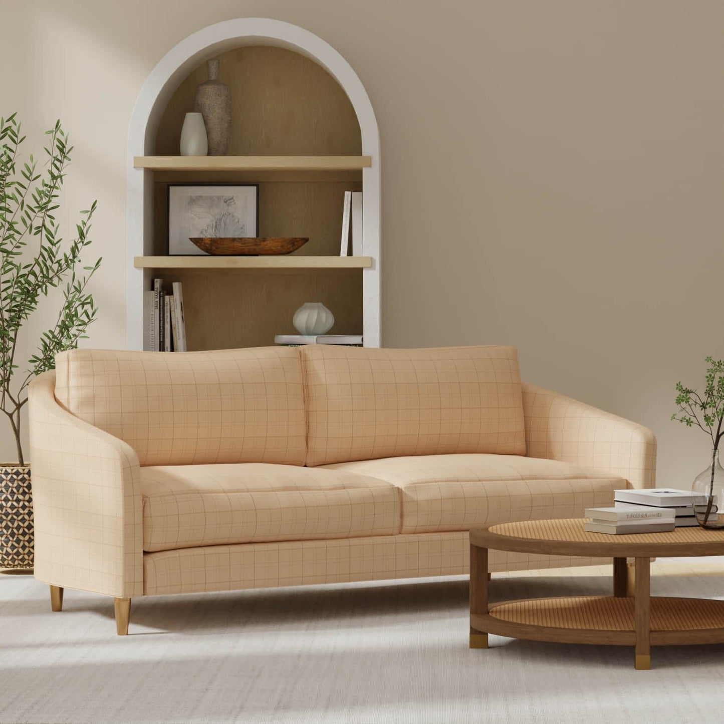 Catalina Wheat upholstered on a couch