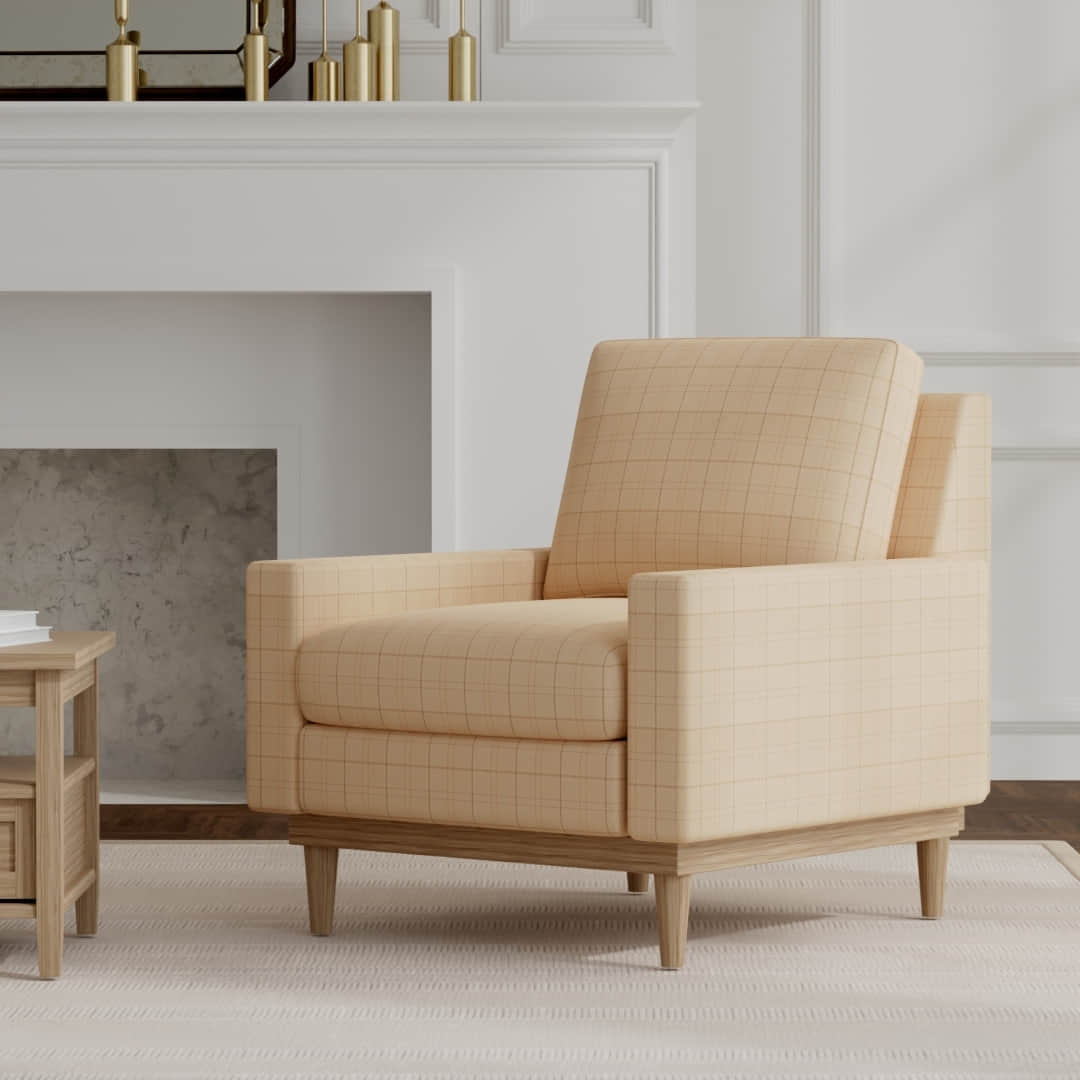 Catalina Wheat upholstered on a mid century modern chair