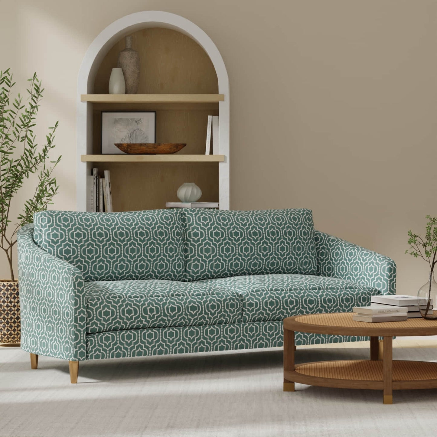 Corwin Aegean upholstered on a couch