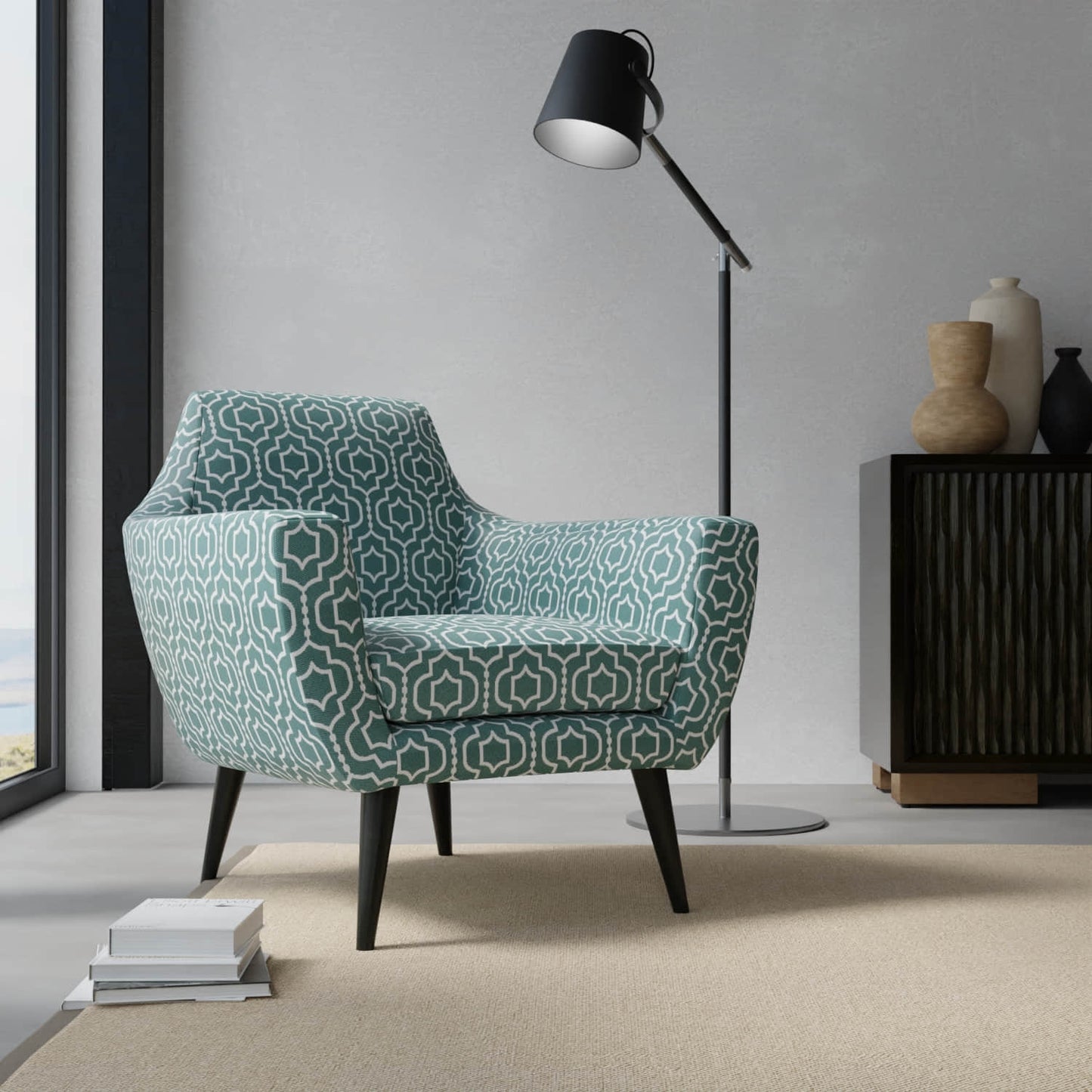 Corwin Aegean upholstered on a contemporary chair