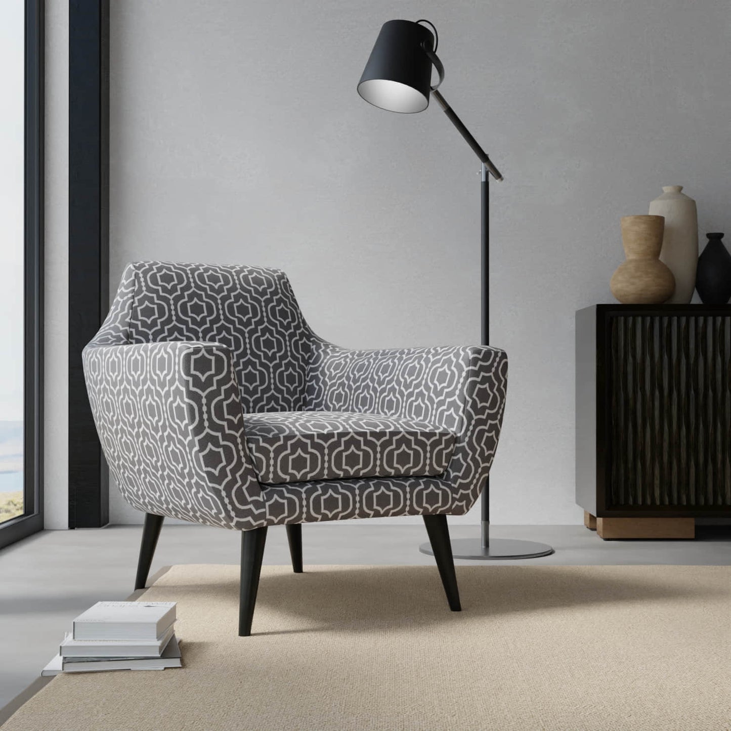 Corwin Iron upholstered on a contemporary chair