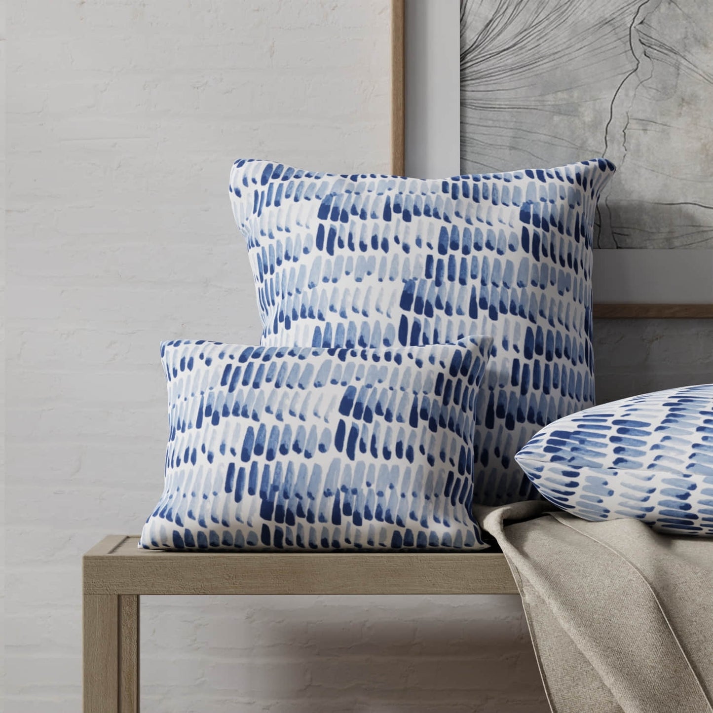 Costa Rica Blue made up on pillows