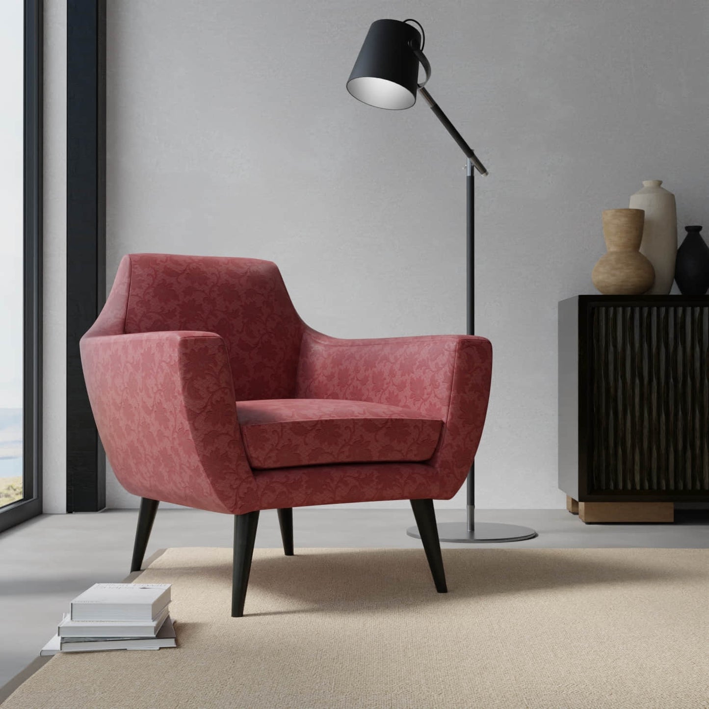 Delray Ruby upholstered on a contemporary chair