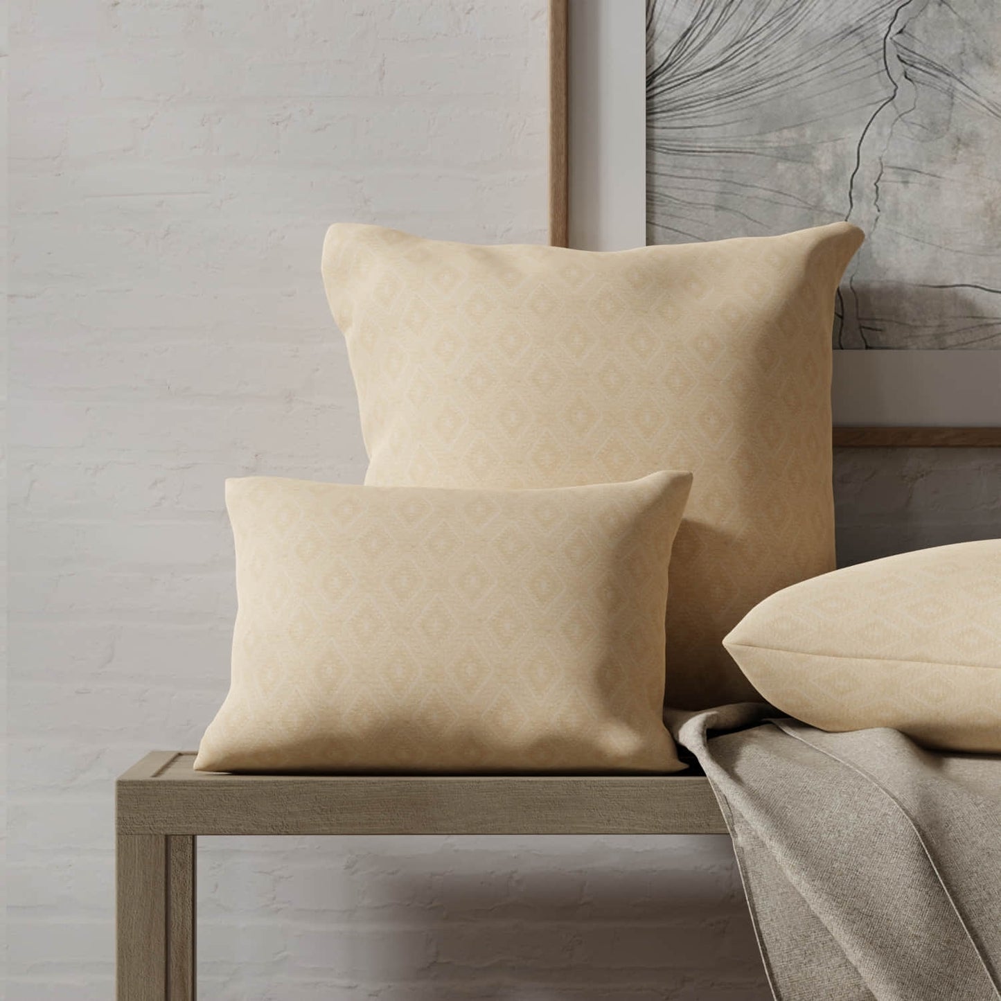 Derby Natural made up on pillows