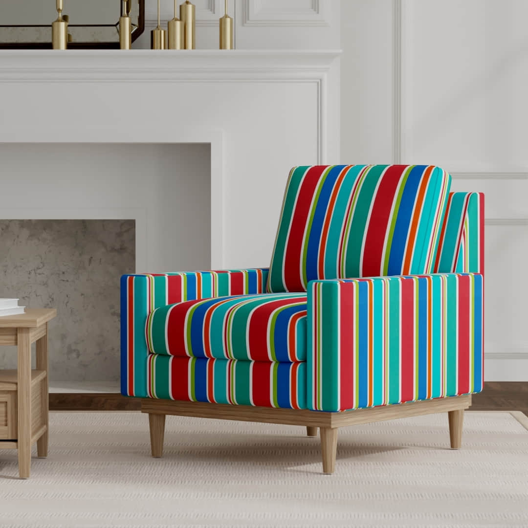 Dominica Garden upholstered on a mid century modern chair