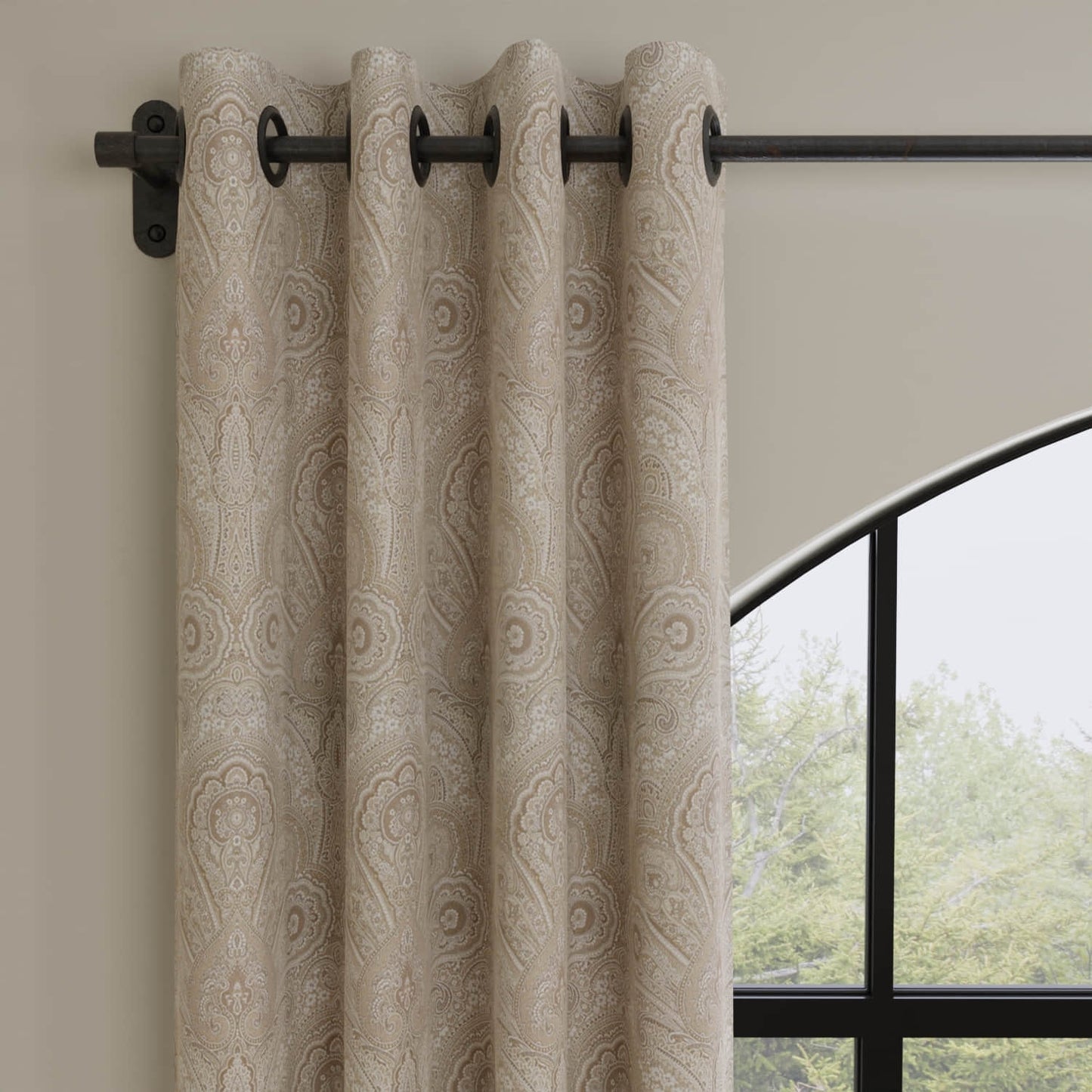 Dunbar Beige made up on drapery