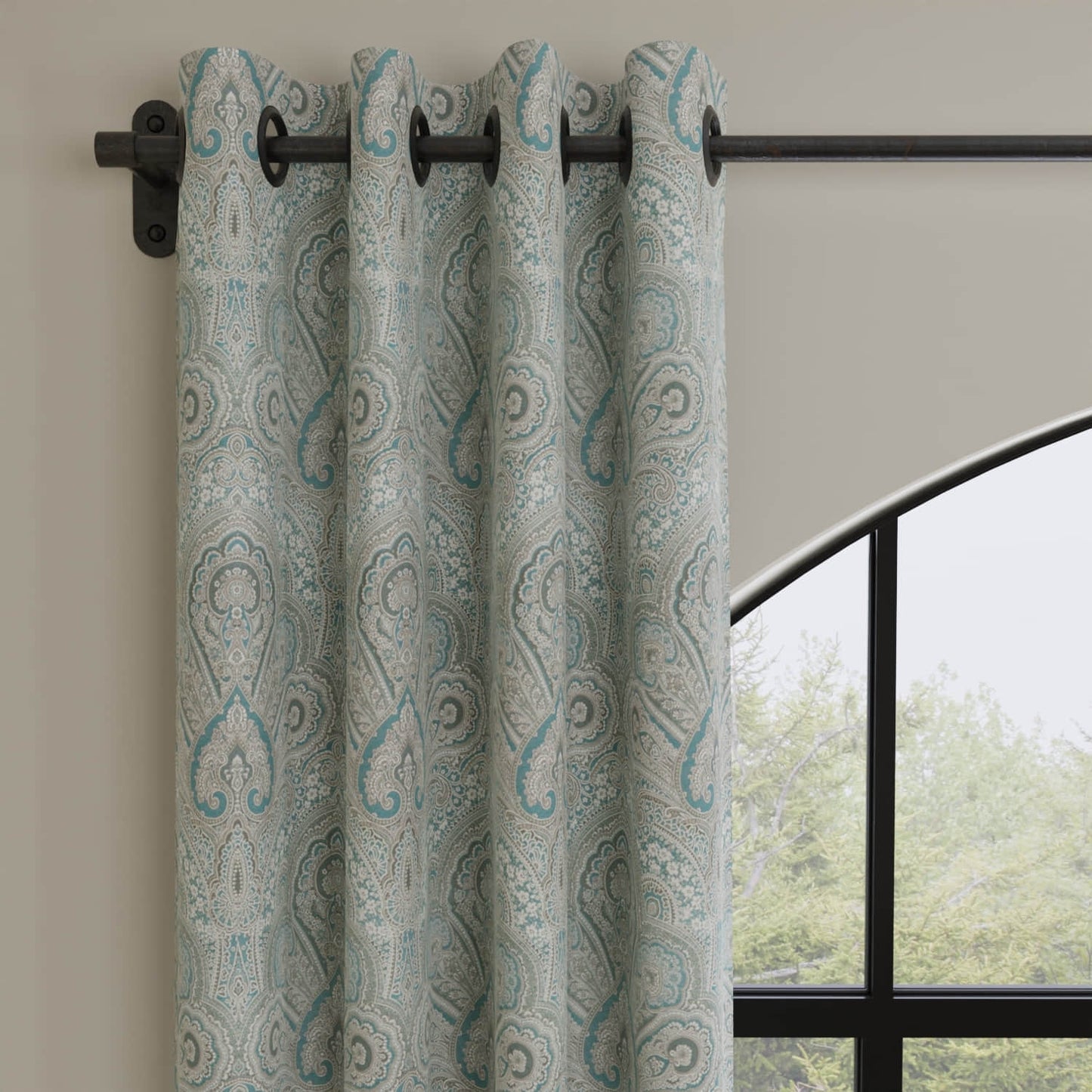 Dunbar Turquoise made up on drapery