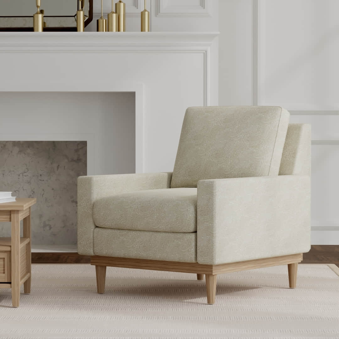 Dunlap Marble upholstered on a mid century modern chair