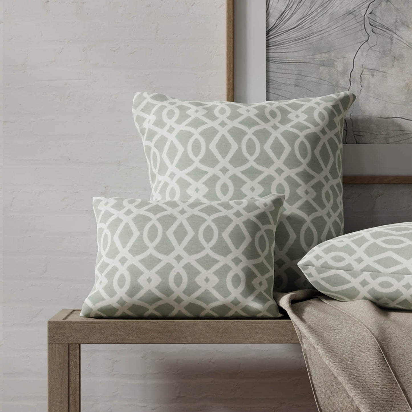 Ebern Aqua made up on pillows