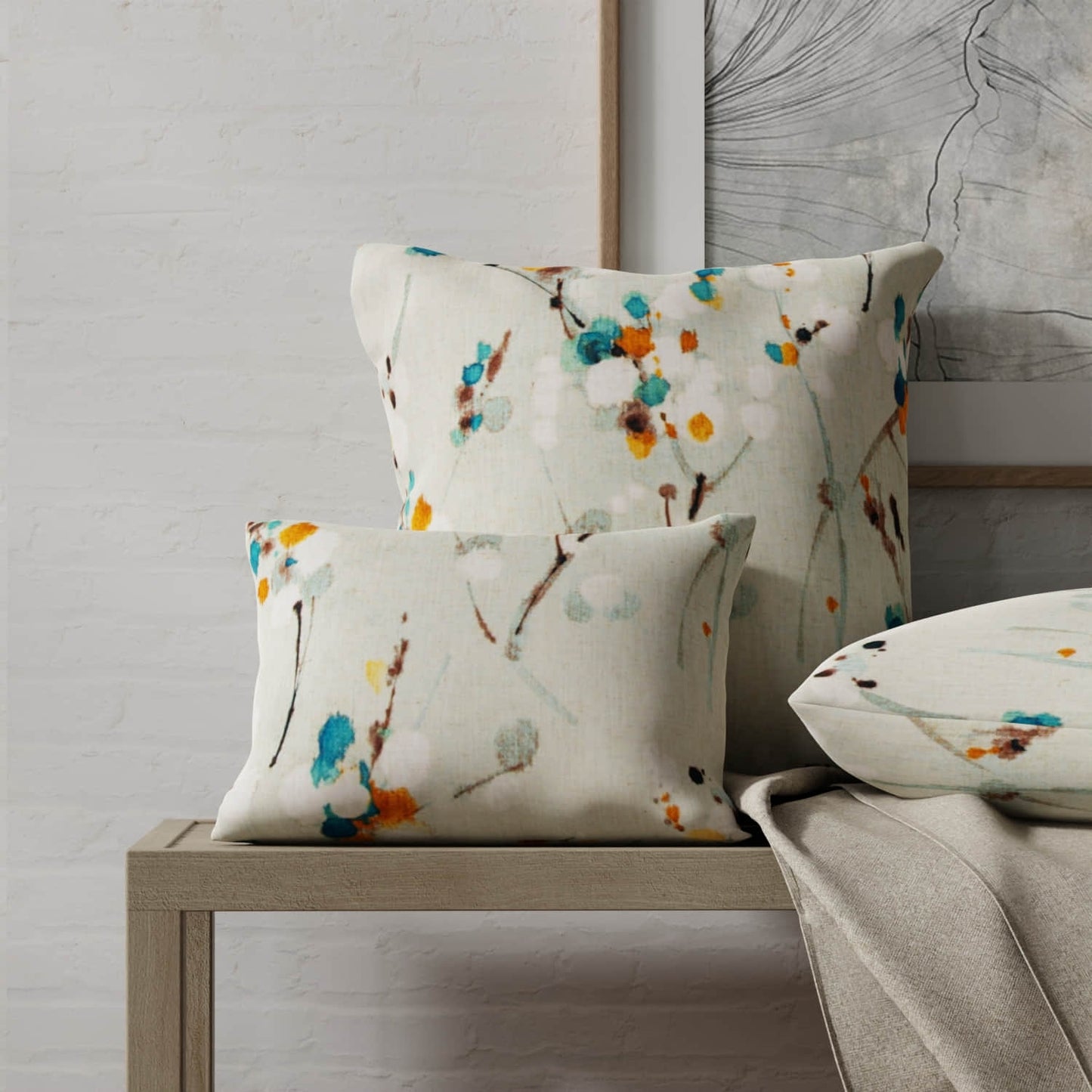 Eclipse Turquoise made up on pillows