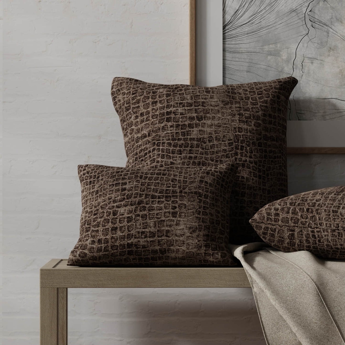 Electra Chocolate made up on pillows