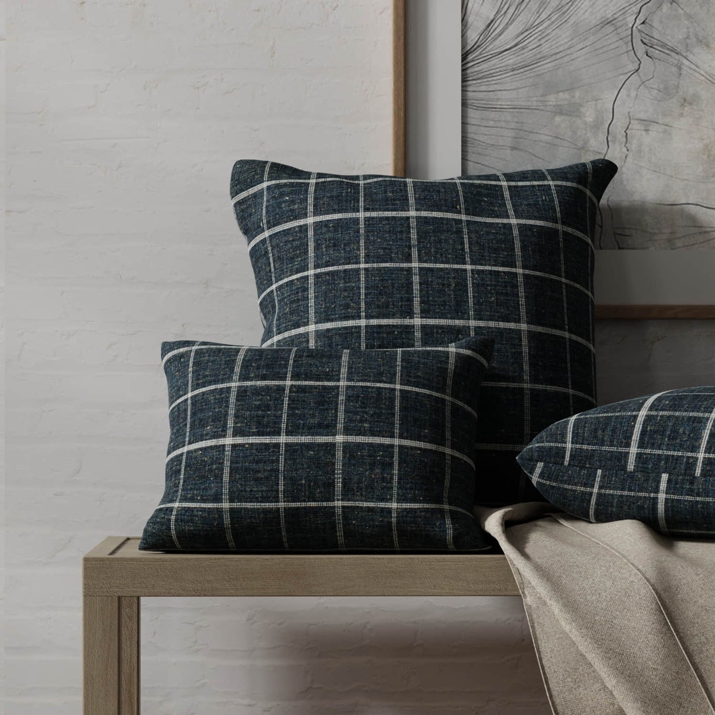 Ellsworth Midnight made up on pillows