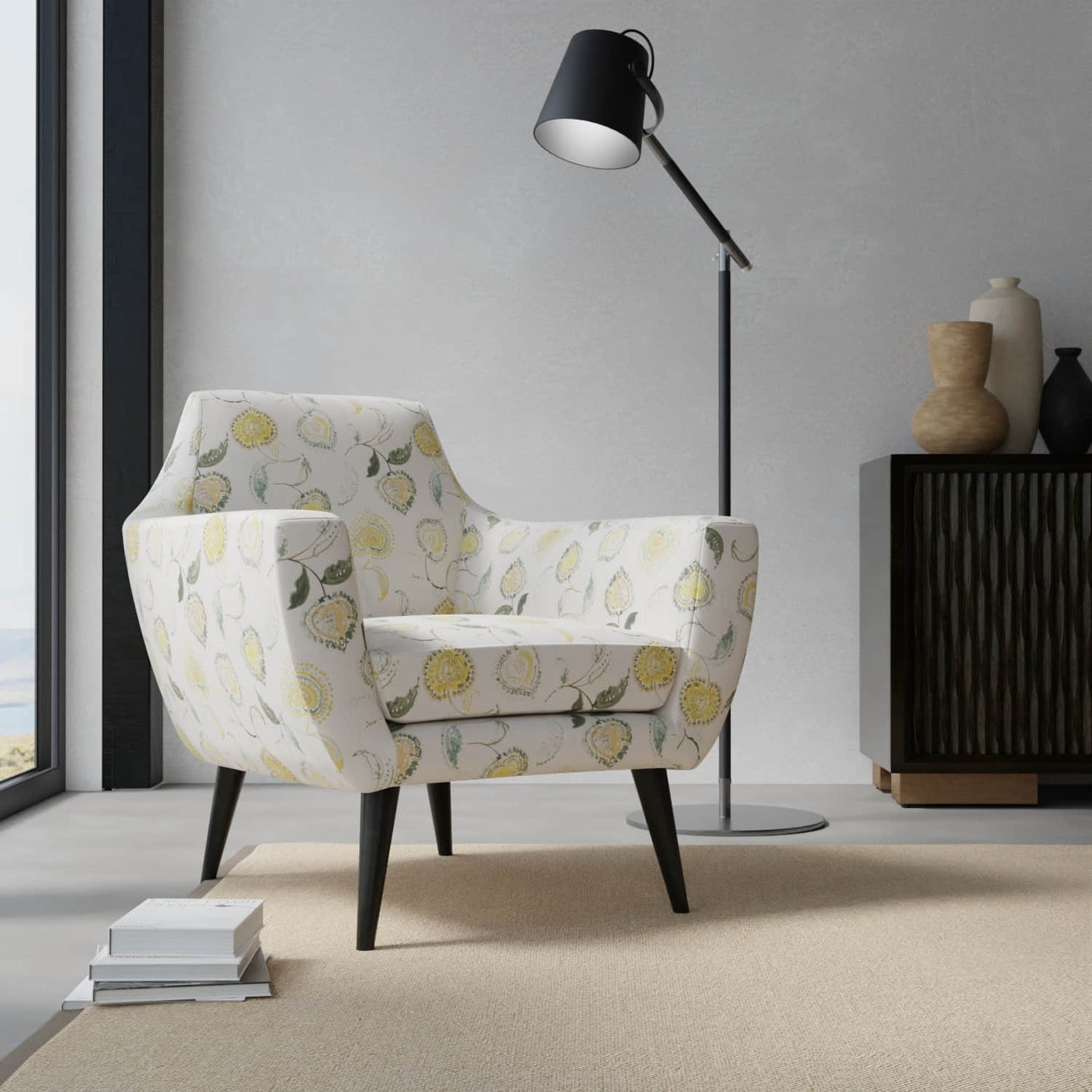 Gable Saffron upholstered on a contemporary chair