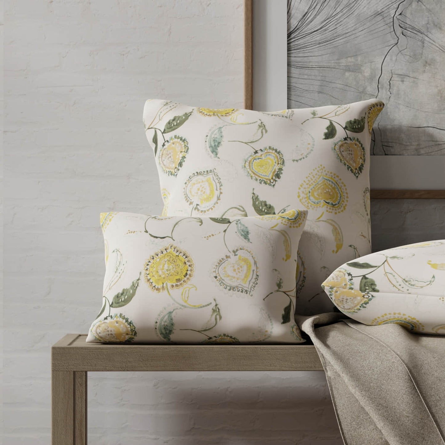 Gable Saffron made up on pillows