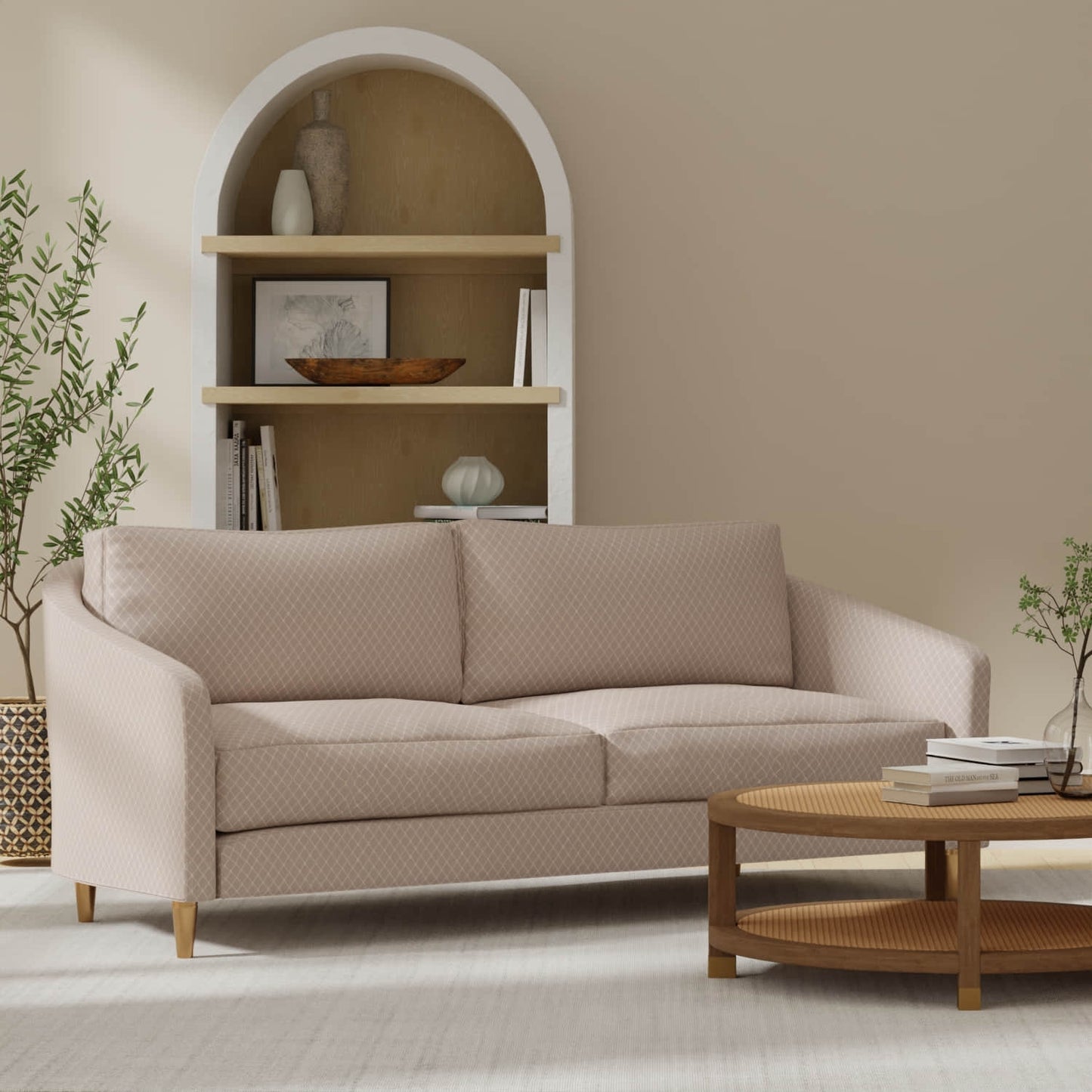 Harper Taupe upholstered on a couch