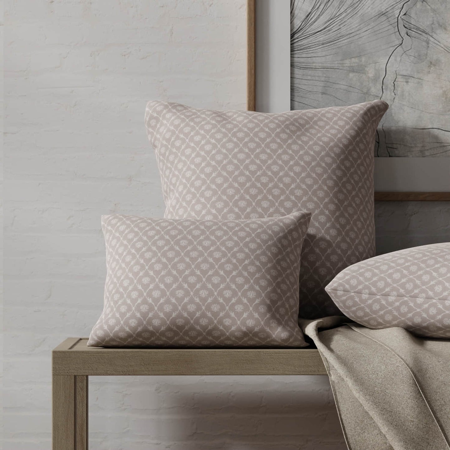 Holmes Taupe made up on pillows