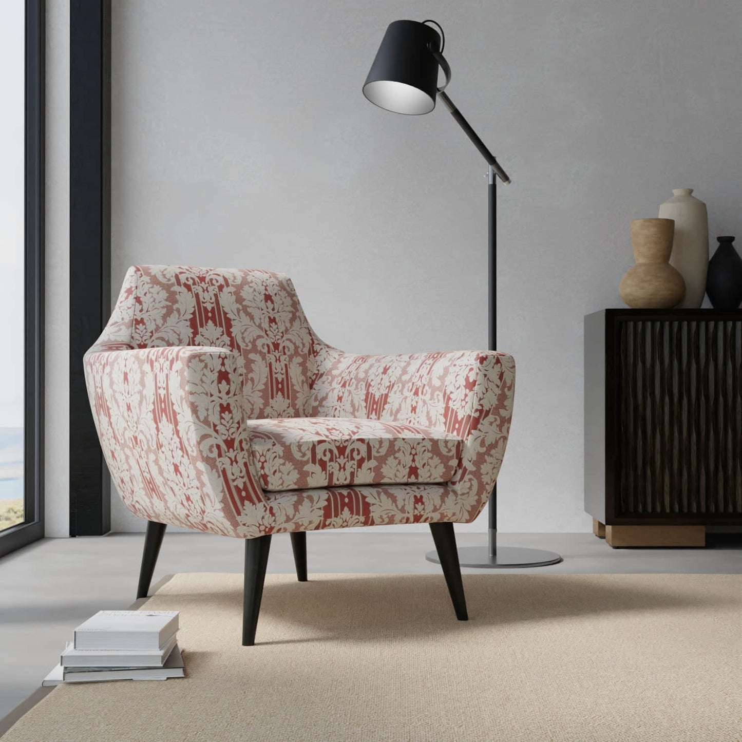 Hubert Ruby upholstered on a contemporary chair