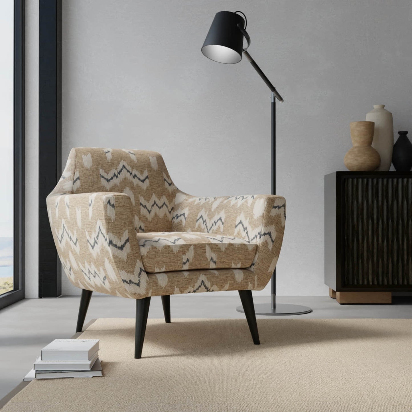 Jerome Earth upholstered on a contemporary chair