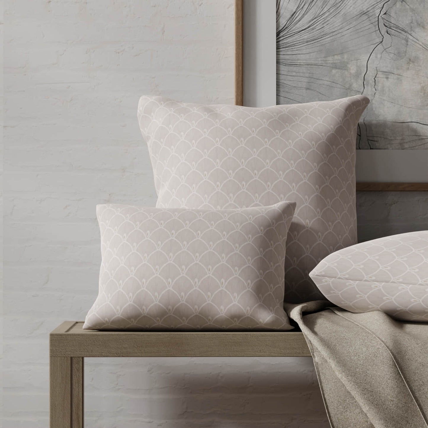 Joplin Taupe made up on pillows