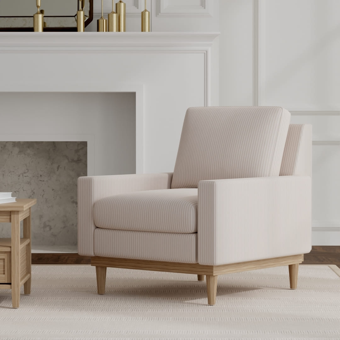 Joseph Taupe upholstered on a mid century modern chair